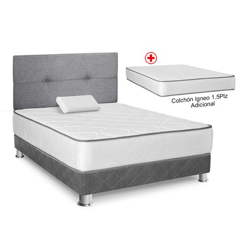 Dormitorio Igneo 1.5 plz + Colchón Igneo 1.5 Plz Adicional