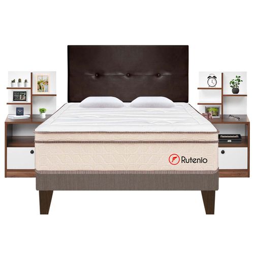 Dormitorio Europeo Marrón  Rutenio + Velador Repisa Colors  - principal