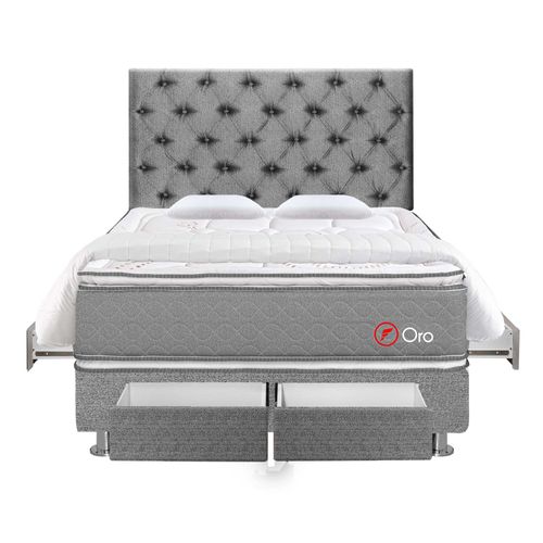 Dormitorio Oro 4 Cajones + Cabecera Capitone