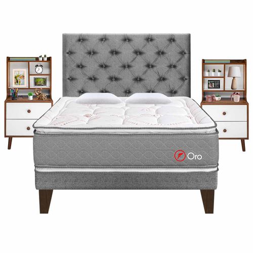 Dormitorio Europeo Oro + 02 Veladores Repisa Fashion- Principal