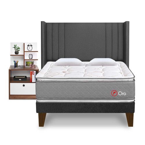 Dormitorio Europeo Oro Deluxe + 01 Veladores  Repisa Colors- Principal