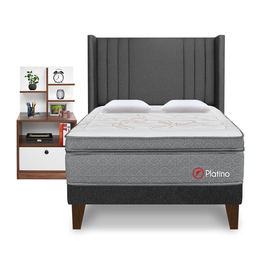 Dormitorio Europeo Platino Gris Deluxe+ 01 Veladores Repisa  Colors- Principal