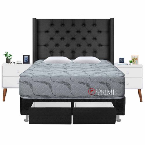 Dormitorio 2 Cajones Capitone Deluxe Prime Queen