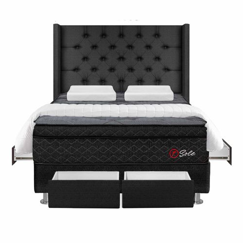 Dormitorio 4 Cajones Capitone Deluxe Sole 2 Plz + Edredón