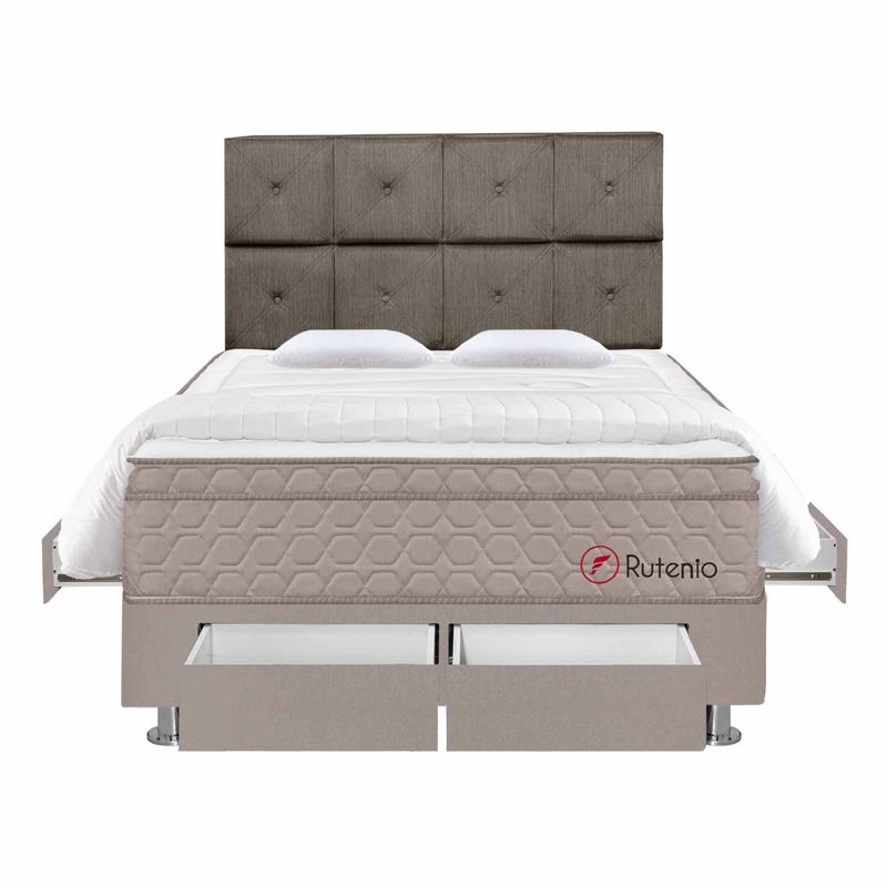 DORMITORIO 4 CAJ RUTENIO MARRON Y BEIGE  2 PLZ