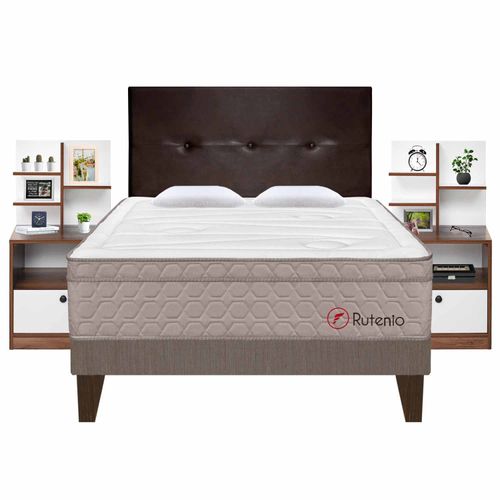 Dormitorio Europeo Marrón  Rutenio + Velador Repisa Colors  - principal