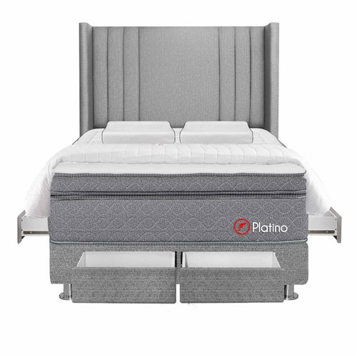 Dormitorio 4 Cajones Deluxe Platino Queen + Edredón