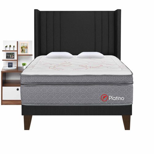 Dormitorio Europeo Platino Gris Deluxe+ 01 Veladores Repisa  Colors- Principal