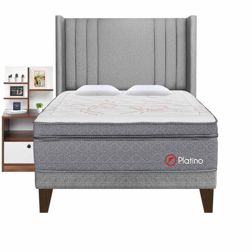 Dormitorio Europeo Platino Deluxe + 01 Veladores Repisa  Colors- Principal