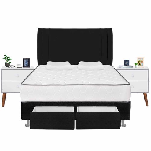 Dormitorio 2 Cajones Igneo  + 02 Veladores Viena