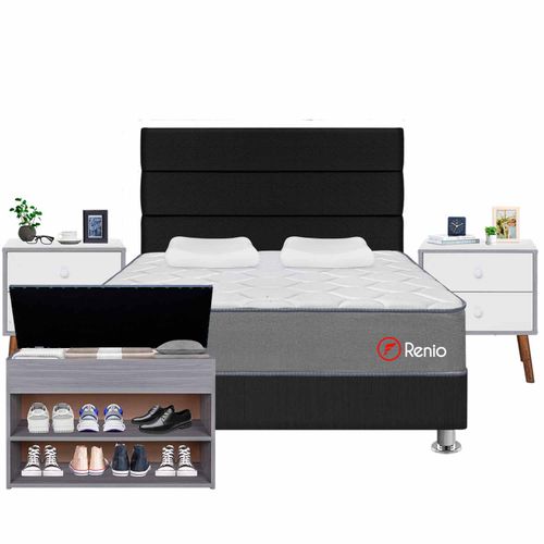 Dormitorio Renio Con Cajones + Zapatera+ 02 veladores 2 Plz