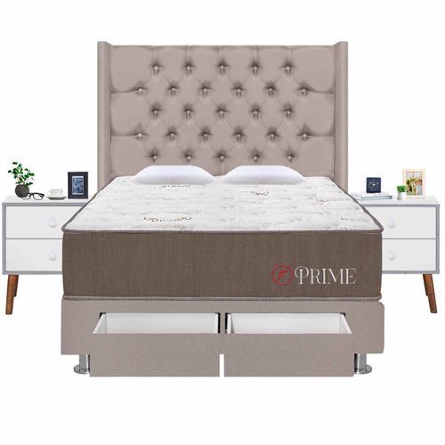 Dormitorio 2 Cajones Capitone Deluxe Prime 2 Plz