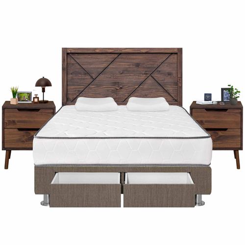 Dormitorio 2 Cajones Igneo Florencia 2 Plz + 02 Veladores de Madera