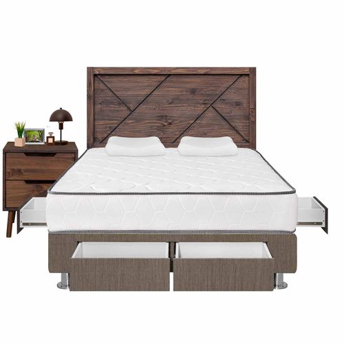 Dormitorio 4 Cajones Igneo Florencia 2 Plz + 01 Velador de Madera