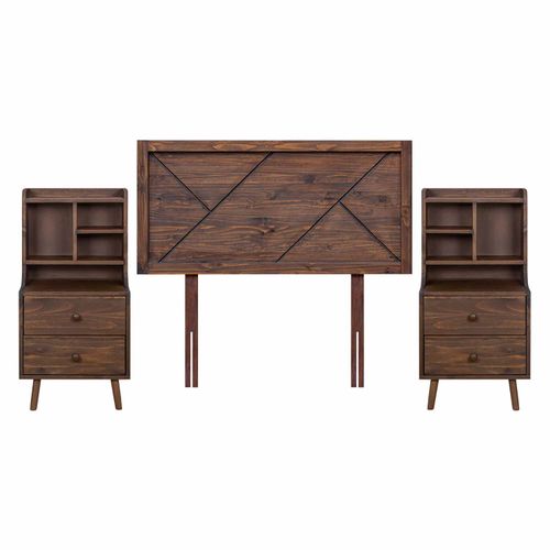 Set de Cabecera de Madera Florencia 2 Plz + 02 Veladores Fashion