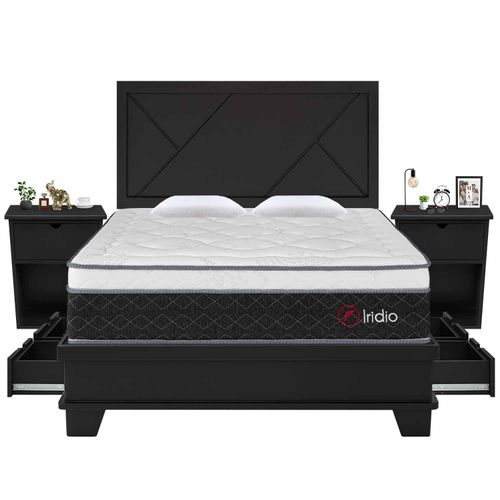 Dormitorio 4 Cajones con Sistema de Encaje Florencia Iridio 2 Plz Nogal