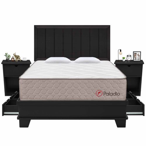 Dormitorio 4 Cajones con Sistema de Encaje Paladio Queen + 02 Veladores
