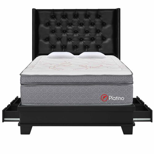 Dormitorio 4 Cajones con Sistema de Encaje Deluxe Platino 2 Pz