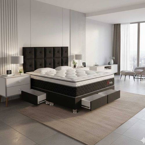 Dormitorio 4 Cajones Iridio Queen - Gama Alta - Firme