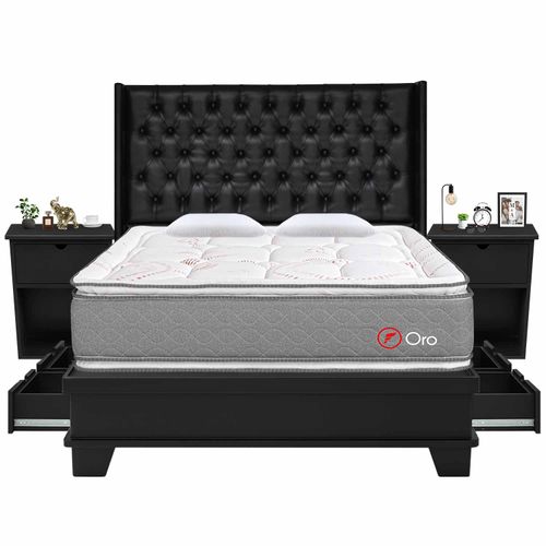 Dormitorio con sistema de encaje 4 Cajones Deluxe Oro King + veladores