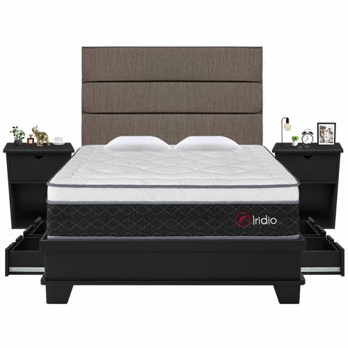 Dormitorio 4 Cajones con Sistema de Encaje Superior Iridio Queen