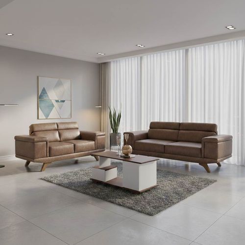 JUEGO DE SALA ALIYAH 3-2 CAPUCCINO + Centro de Mesa