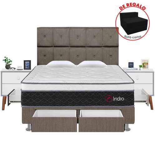 Dormitorio 4 Cajones Iridio Queen - Gama Alta - Firme