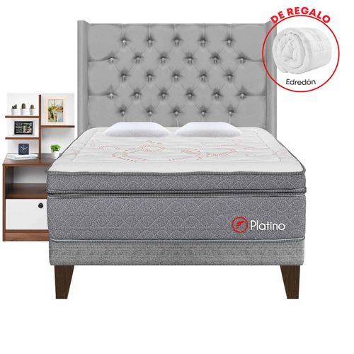 Dormitorio Europeo Capitone Deluxe Platino Queen