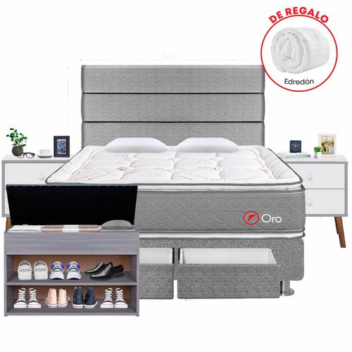 Dormitorio Oro  2 Cajones Queen