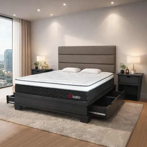 Dormitorio con sistema de encaje 4 Cajones Superior Iridio 2 Plz + Veladores