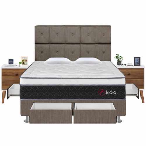 Dormitorio 4 Cajones Iridio Queen + 02 Vel Veni