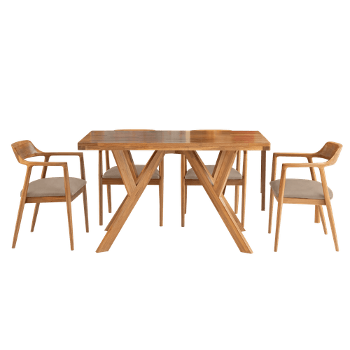 Juego de Comedor Mediterráneo 04 Sillas   Beige