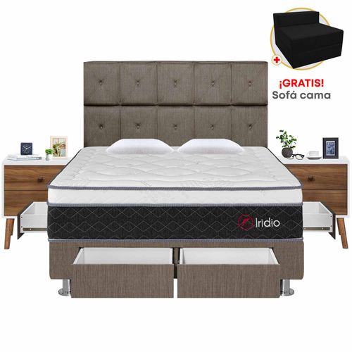 Dormitorio 4 Cajones Iridio Queen + 02 Vel Veni